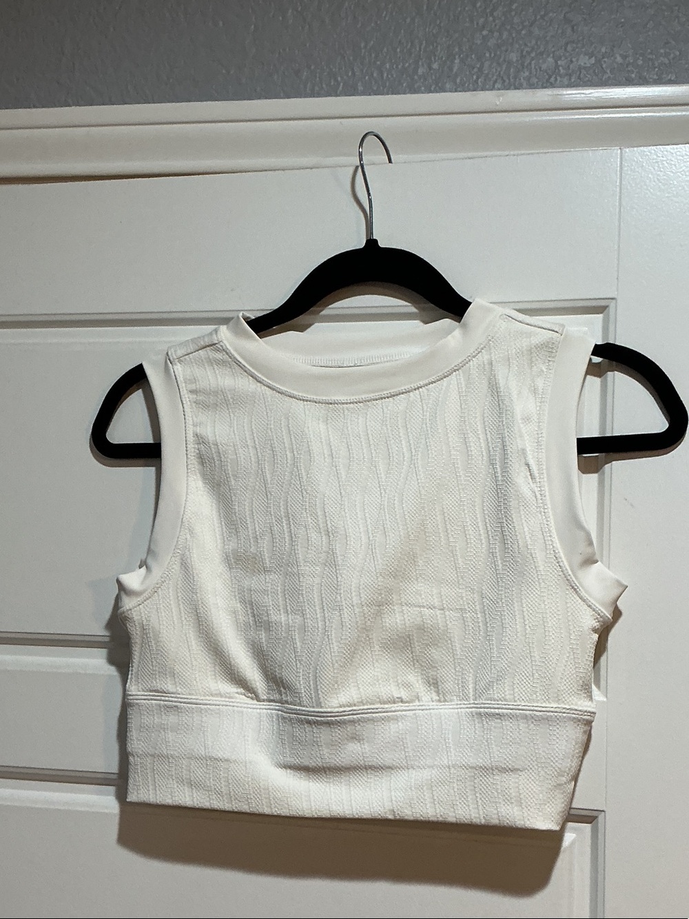 Sleeveless Cream Textured Crop Top